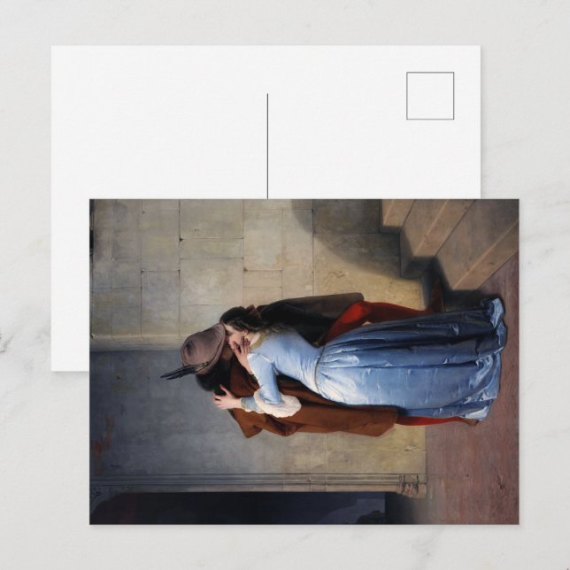 Postal Un momento robado: Un beso a través de las épocas (Anverso / Reverso)