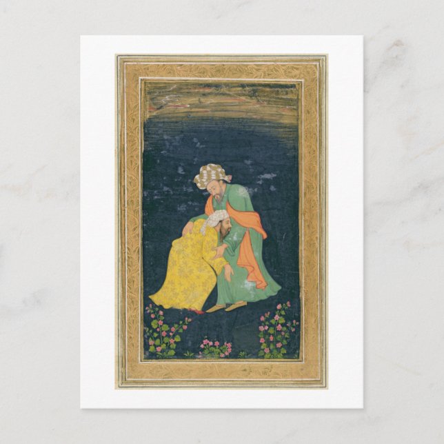 Postal Un mulá inclinándose ante un hombre vestido de ira (Anverso)