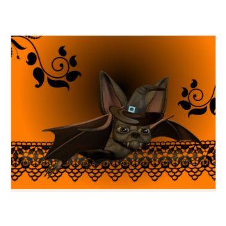 Postal un murciélago en la noche de Halloween