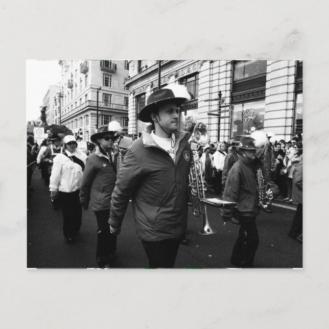 Postal Un músico en el Día de San Patricio (Anverso)