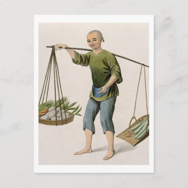 Postal Un niño con verduras, plato 54 de "Los disfraces" (Anverso)