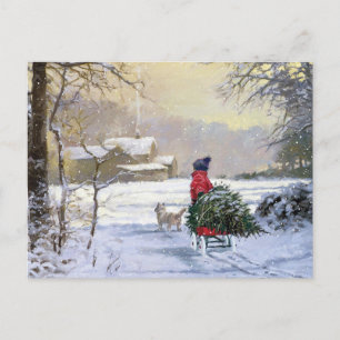Postal Un niño de invierno de la época de cosecha que lle