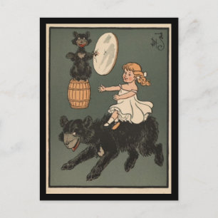 Postal Un niño montando un oso