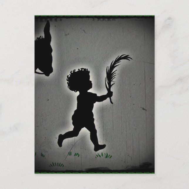 Postal Un niño pequeño con una frente de palma (Anverso)