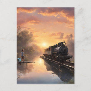 Postal Un niño pescando