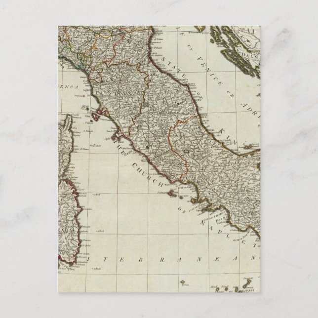 Postal Un nuevo mapa de Italia con las islas de Sicilia (Anverso)