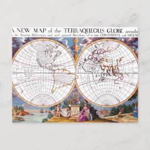 Postal Un Nuevo Mapa De La Terraqueosa Postcard Del Globo