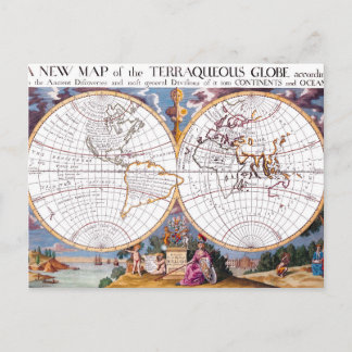 Postal Un Nuevo Mapa De La Terraqueosa Postcard Del Globo