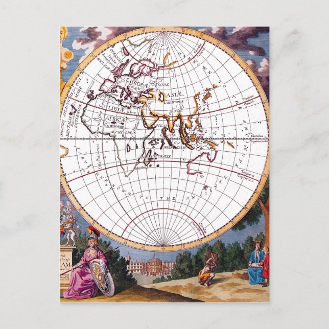 Postal Un Nuevo Mapa De La Terraqueosa Postcard Del Globo (Anverso)