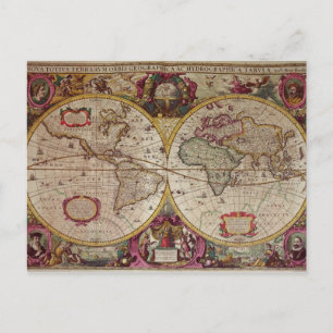 Postal Un nuevo mapa de tierras y agua de toda la Tierra