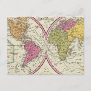 Postal Un nuevo mapa del mundo sobre la proyección global