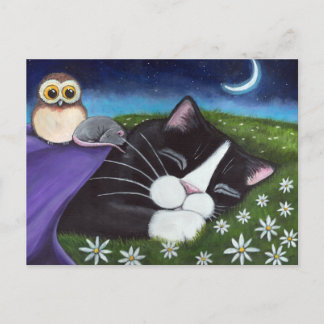 Postal Un ojo vigilante | Fantasía Arte Gato Tuxedo
