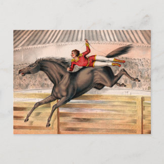 Postal Un Operador De Circo Montando Un Caballo De Bóveda