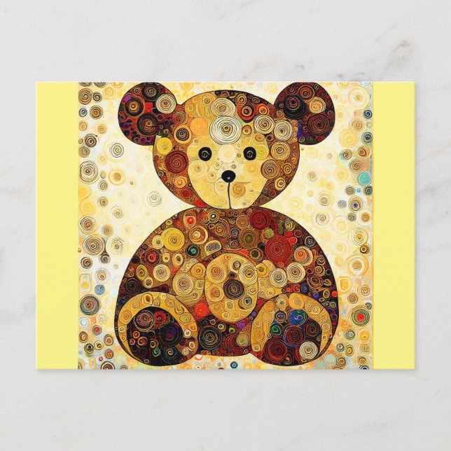 Postal Un oso de peluche pintado por Gustav Klimt. (Anverso)