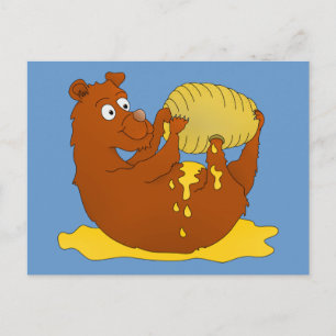 Postal Un oso Personalizado lindo comiendo miel
