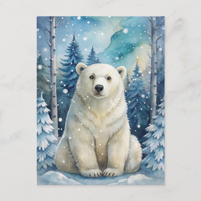 Postal Un oso polar en invierno (Anverso)