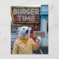 Un oso polar hambriento con una Chaqueta Polka