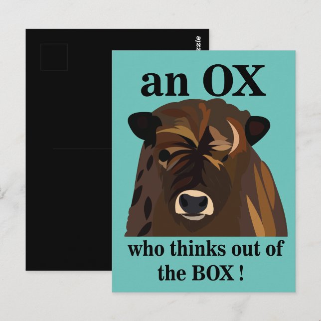 Postal Un Ox Que Piensa Fuera De La Caja (Anverso / Reverso)