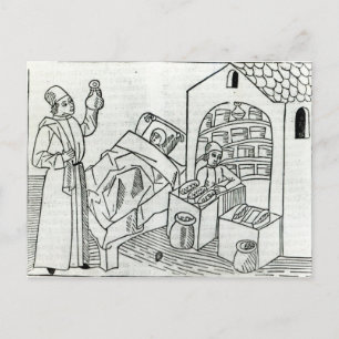 Postal Un paciente con un Médica y un farmacéutico