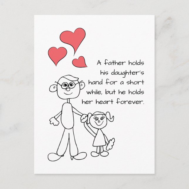 Postal Un padre sostiene la mano de su hija (Anverso)