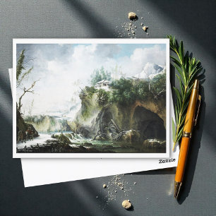 Postal Un paisaje fluvial en invierno, Francesco Foschi