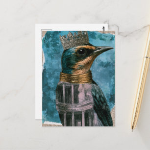 Postal Un pájaro adorable con una corona
