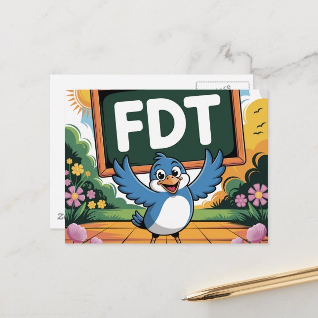 Postal Un pájaro con una señal de FDT (Anverso/Reverso In Situ)