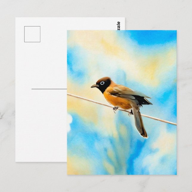 Postal Un pájaro solitario y colorido (Anverso / Reverso)