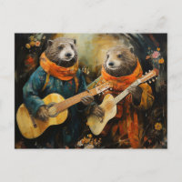 Un par de adorables músicos de nutrias
