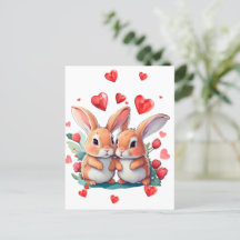 Un par de divertidos conejos acuarelas