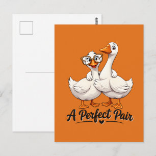 Postal Un par perfecto Diseño de amor de patitos lindos