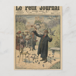 Postal Un parisino, el encantador de aves del