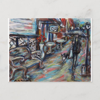 Postal Un paseo bajo la lluvia