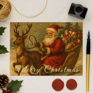 Postal Un paseo en trineo de Navidad Victoriano con St. N