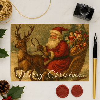 Postal Un paseo en trineo de Navidad Victoriano con St. N