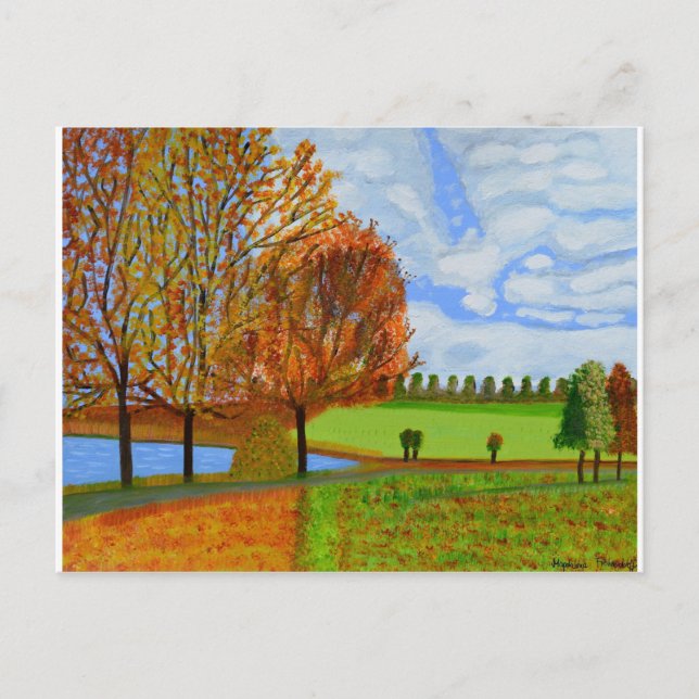 Postal Un paseo otoñal (Anverso)