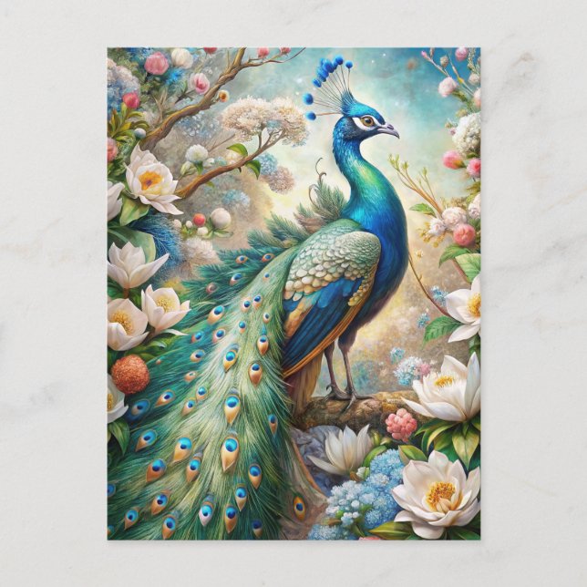 Postal Un pavo real (Anverso)