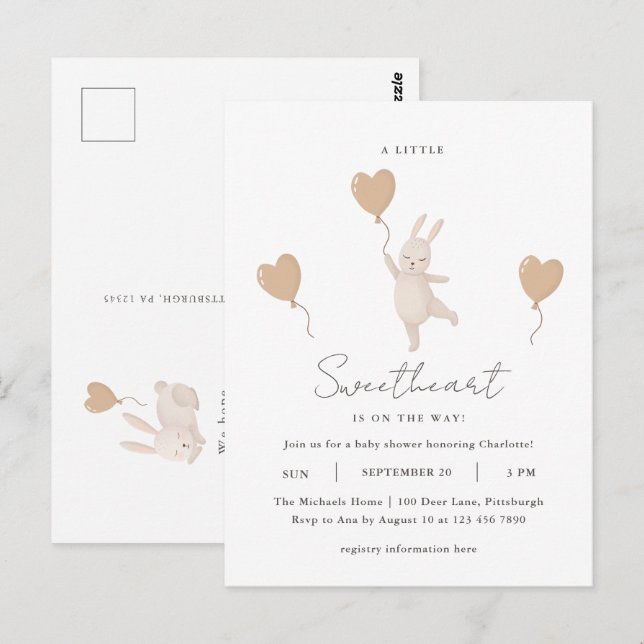 Postal Un pequeño amor está en camino a Baby Shower (Anverso / Reverso)