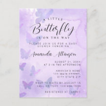 Un pequeño Baby Shower morado de mariposa