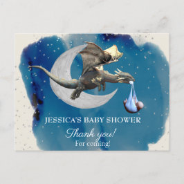 Postal Un pequeño caballero Dragon Baby Shower Gracias