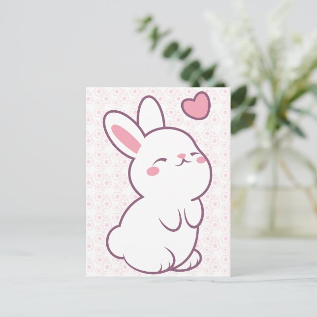 Postal Un pequeño conejo hecho de sentimientos (Anverso de pie)