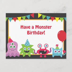 Postal Un Pequeño Monstruo Feliz Cumpleaños