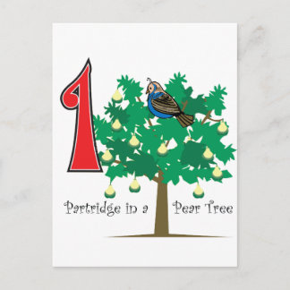 Postal Un perdiz en un árbol de peras