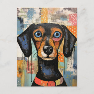 Postal Un perro gracioso, un Mascota mixto de animales