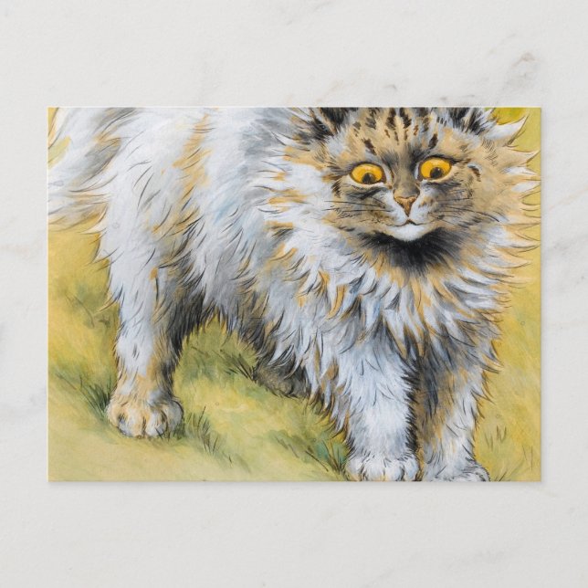 Postal Un Persa Gris por Louis Wain (Anverso)