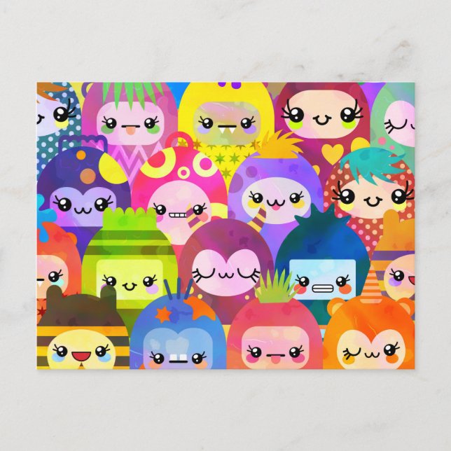 Postal Un Personalizado muy curado, un grupo de niños mon (Anverso)