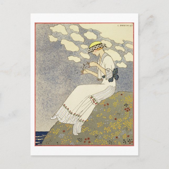 Postal Un Peu..., diseño para un vestido de campo de Paqu (Anverso)