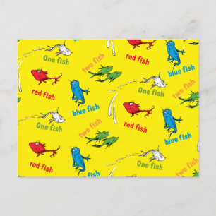 Postal Un pez dos peces patrón amarillo