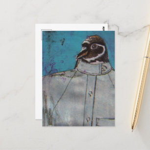 Postal Un pingüino lindo con traje