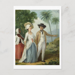 Postal Un plantador y su esposa, asistidos por un sirvien